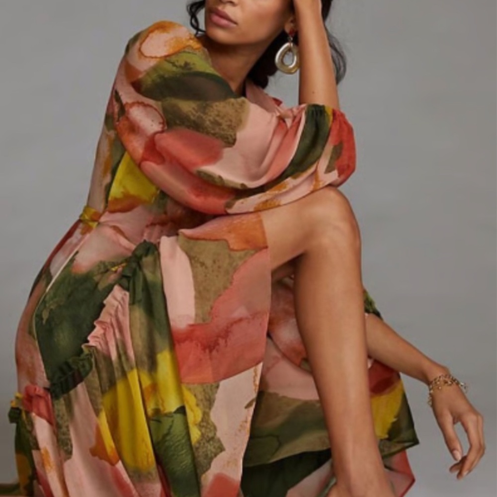 Anthropologie Hutch Geo Wrap Maxi Dress, XSP, NWT